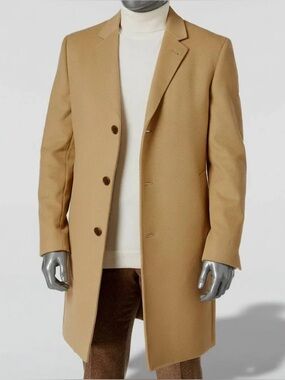 Ralph Lauren Camel Single-Breasted Wool Coat